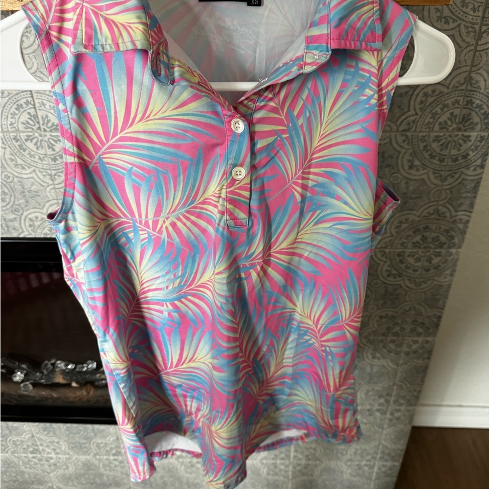 Women’s Bad Birdie Tropical Print Sleeveless Golf Top